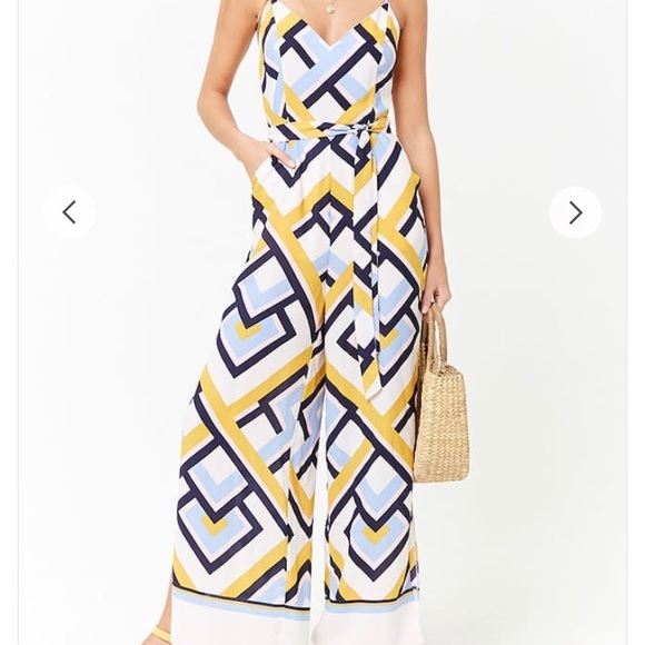 Forever 21 Abstract Chevron Jumpsuit S - Picture 2 of 5